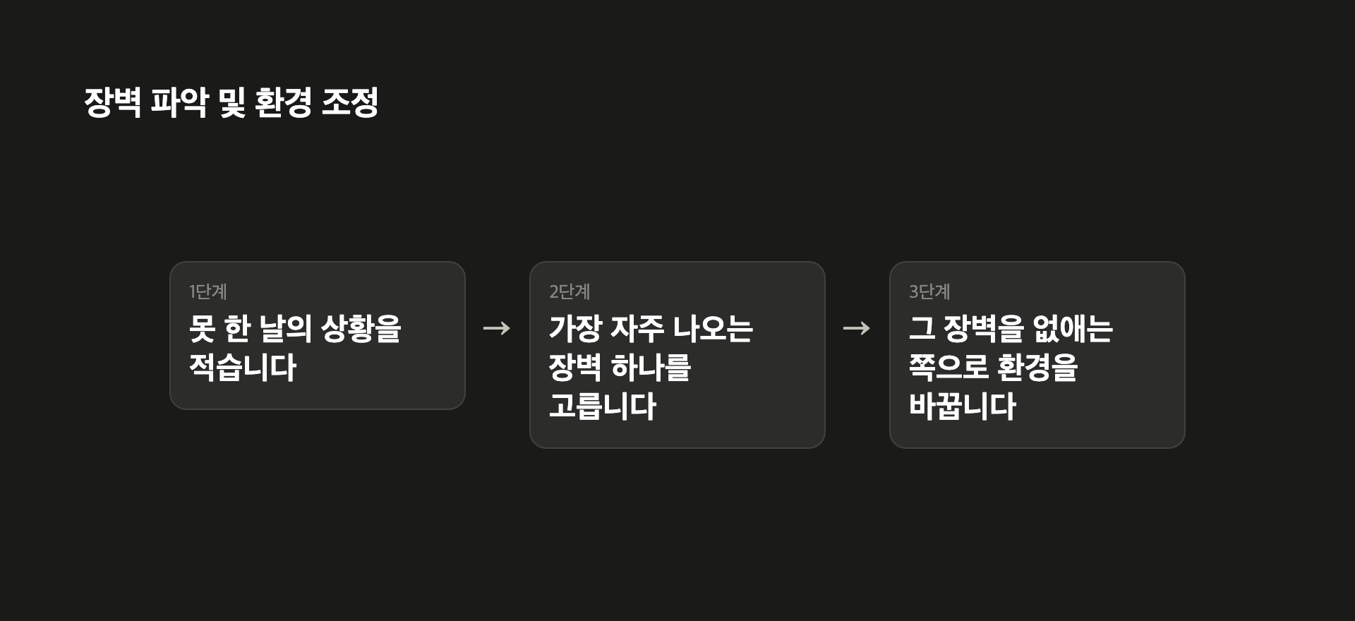 장벽 파악 및 환경 조정