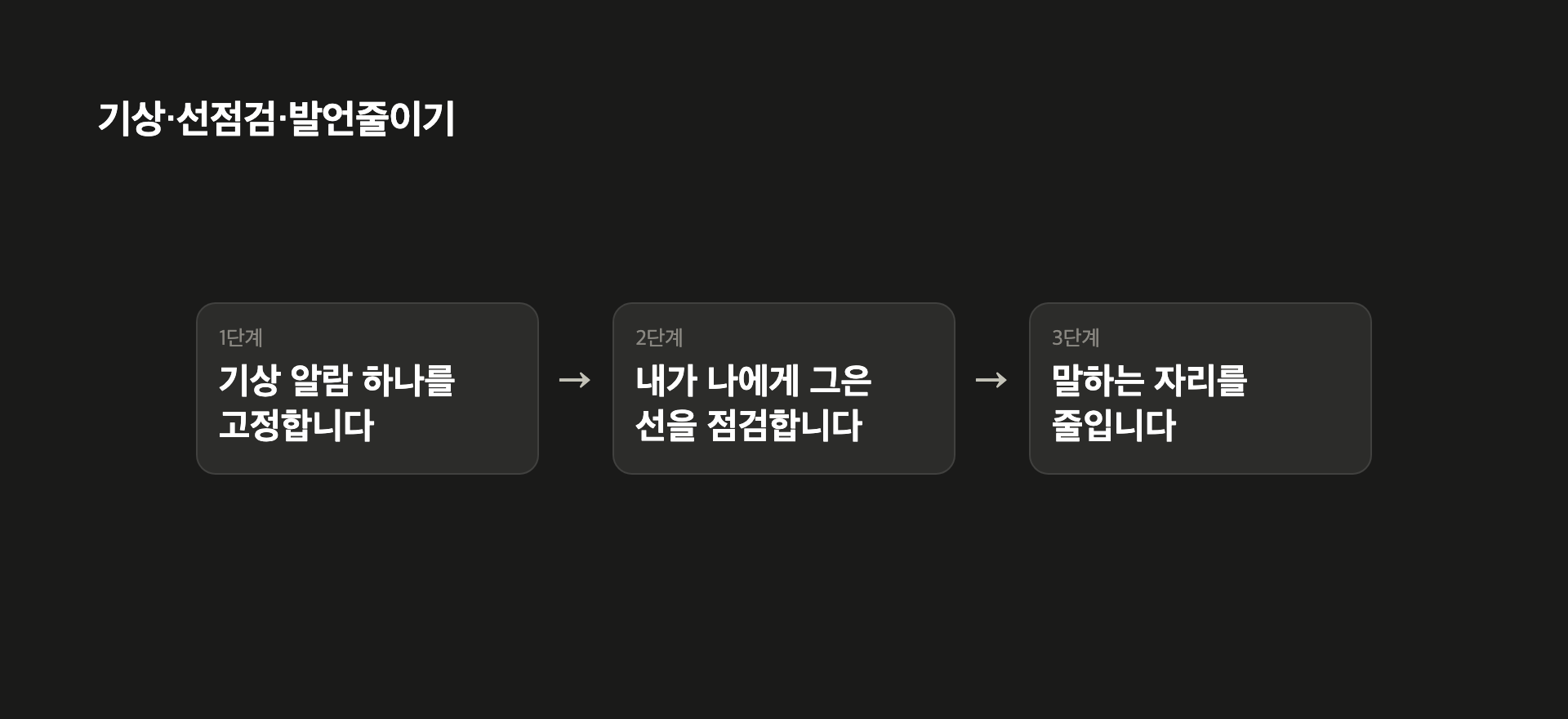 기상·선점검·발언줄이기